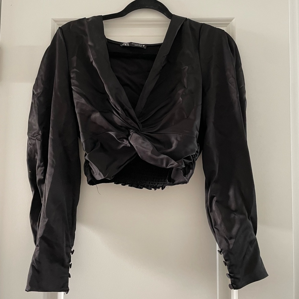 Black satin Zara top